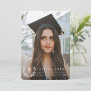 White Asclepius Medical School 2 Photo Graduation Announcement