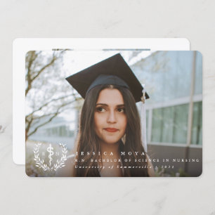 White Asclepius RN Registered Nurse Graduation Announcement