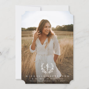 White Asclepius RN Registered Nurse Graduation Announcement