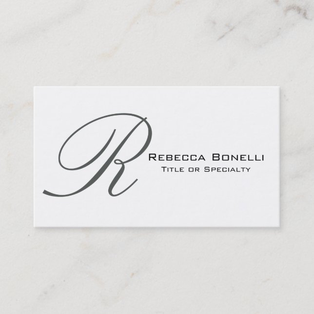 White Ash Gray Monogram Consultant Business Card (Front)