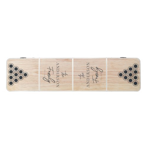 White Ash Wood Hand Written Family Name Beer Pong Table