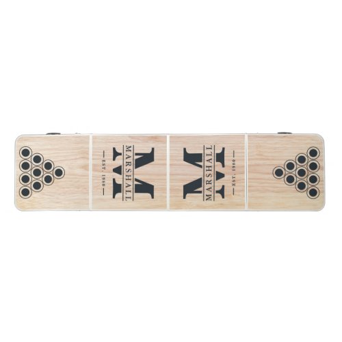 White Ash Wood Monogram &amp; Name Overlay Beer Pong Table
