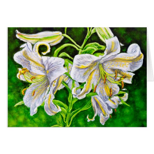 White Asiatic Lilies Cards (Front Horizontal)