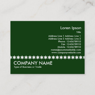 White Asterisk Line - Dark Green Business Card