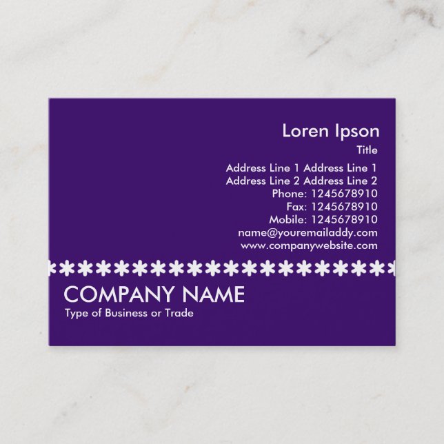 White Asterisk Line - Violet Business Card (Front)
