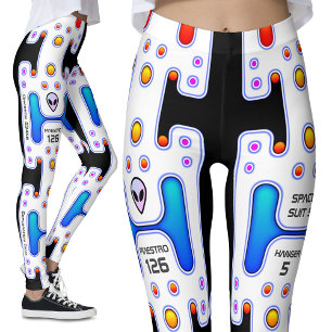 White Astronaut Outer Space Girl Android Robot Leggings