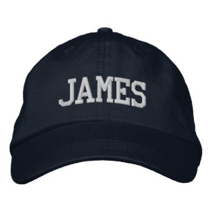 White Athletic Block Monogram Custom Name Embroidered Baseball Cap