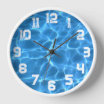 White Athletic Grunge Numbers Blue Swimming Pool Clock