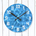 White Athletic Grunge Numbers Blue Swimming Pool Large Clock