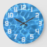 White Athletic Outline Grunge Number Swimming Pool Large Clock