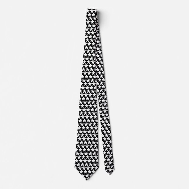 White Atlantean Holly - Black Neck Tie (Front)