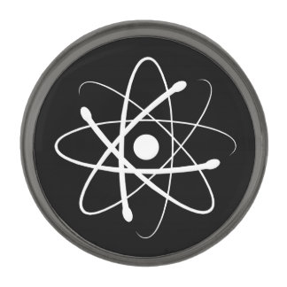 White Atom Gunmetal Finish Lapel Pin