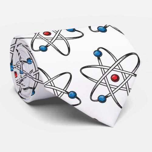 White Atom Molecule Pattern Teacher Science Neck Tie