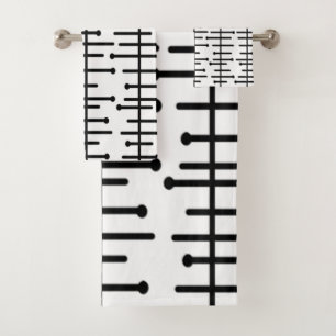 White Atomic Lines Bath Towel Set