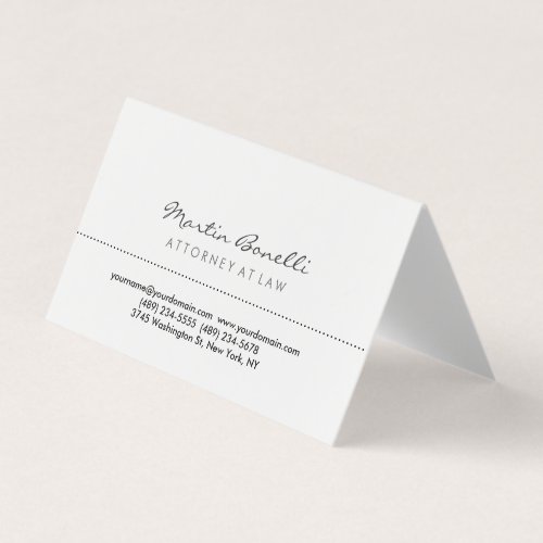 White Attorney at Law Excellent Traditional Simple Business Card