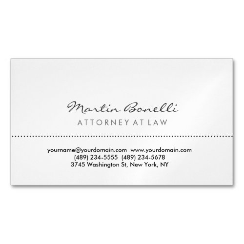 White Attorney at Law Excellent Traditional Simple Business Card Magnet