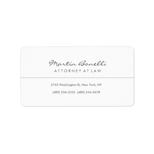 White Attorney at Law Excellent Traditional Simple Label