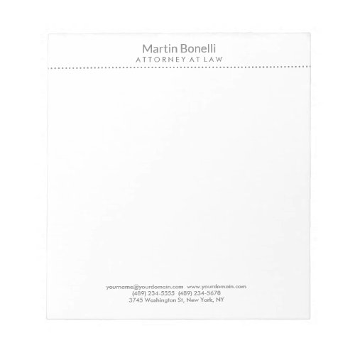 White Attorney at Law Excellent Traditional Simple Notepad