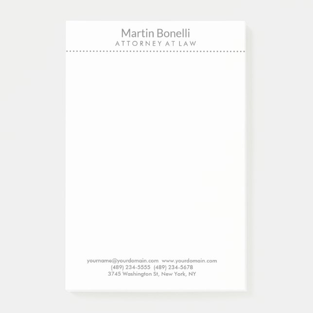 White Attorney at Law Excellent Traditional Simple Post-it Notes (Front)