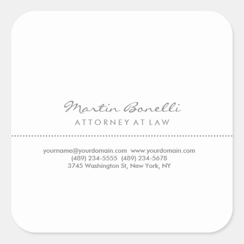 White Attorney at Law Excellent Traditional Simple Square Sticker