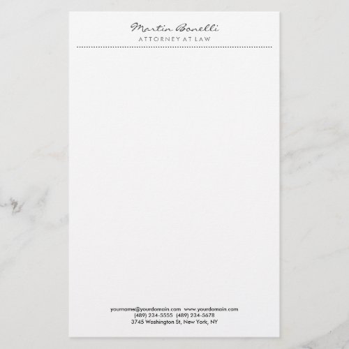White Attorney at Law Excellent Traditional Simple Stationery