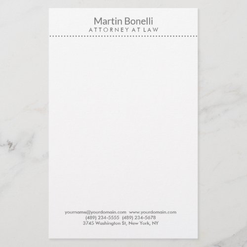 White Attorney at Law Excellent Traditional Simple Stationery