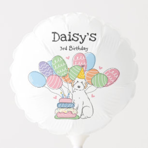 White Aussiedoodle Dog Birthday Party Balloon