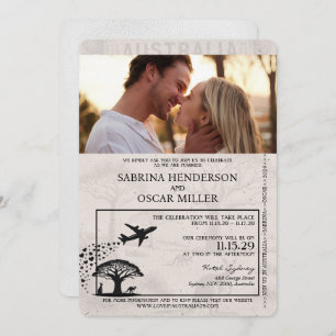 White Australia Passport Wedding Invitation