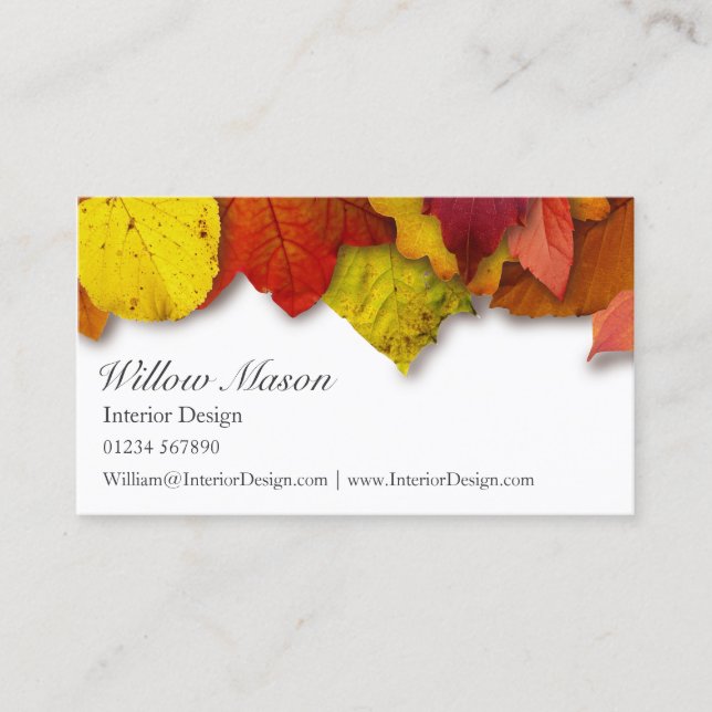 White Autumn Leaves - Business Card (Front)