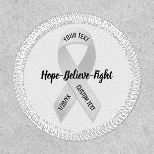 White Awareness Ribbon Add Your Custom Text Patch