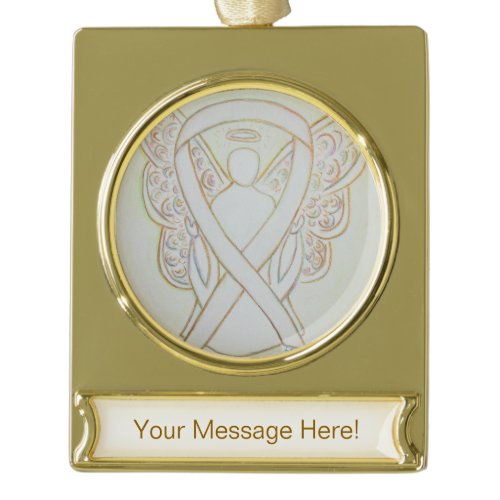 White Awareness Ribbon Angel Art Custom Ornament