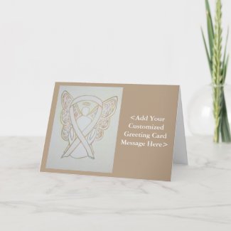 White Child Adoption Awareness Ribbon Guardian Angel Greeting or Note Cards