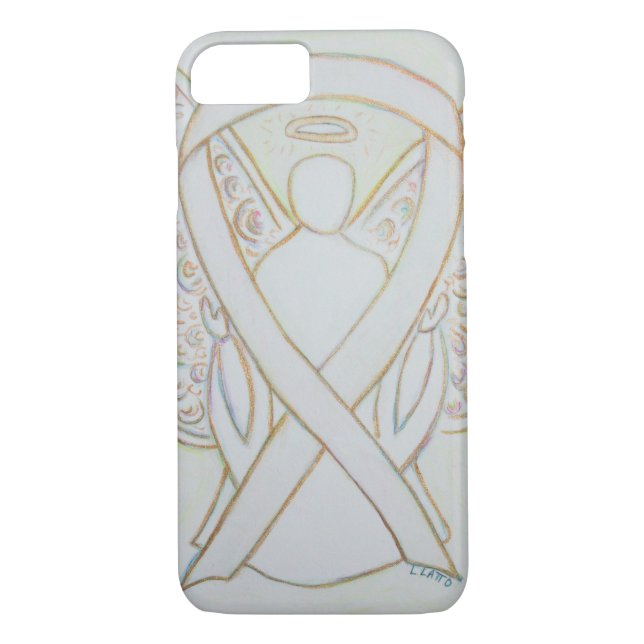 White Awareness Ribbon Angel Custom iPhone 7 Case (Back)