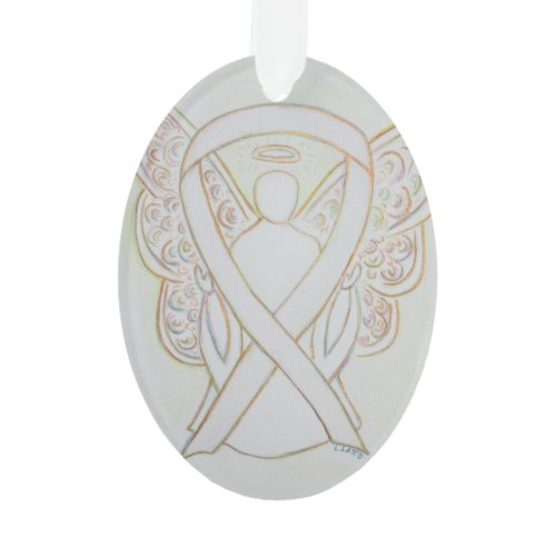 White Awareness Ribbon Angel Ornament Pendant