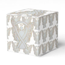 White Awareness Ribbon Angel Party Favor Boxes