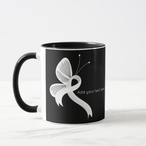 White Awareness Ribbon Butterfly Coffee Mug
