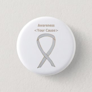 White Awareness Ribbon Custom Art Pin Button