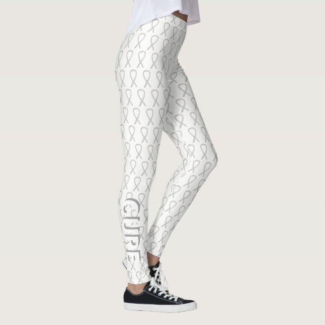 White Awareness Ribbon Hope & Cure Custom Leggings (Right)
