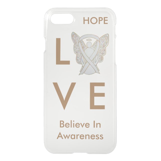 White Awareness Ribbon iPhone 7 Custom Angel Case (Back)