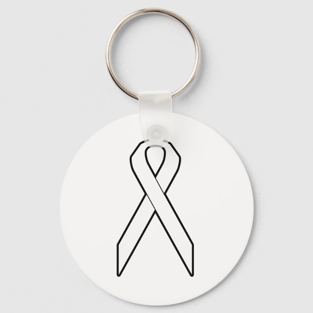 White Awareness Ribbon Keychain (Front)