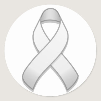 White Awareness Ribbon Round Sticker