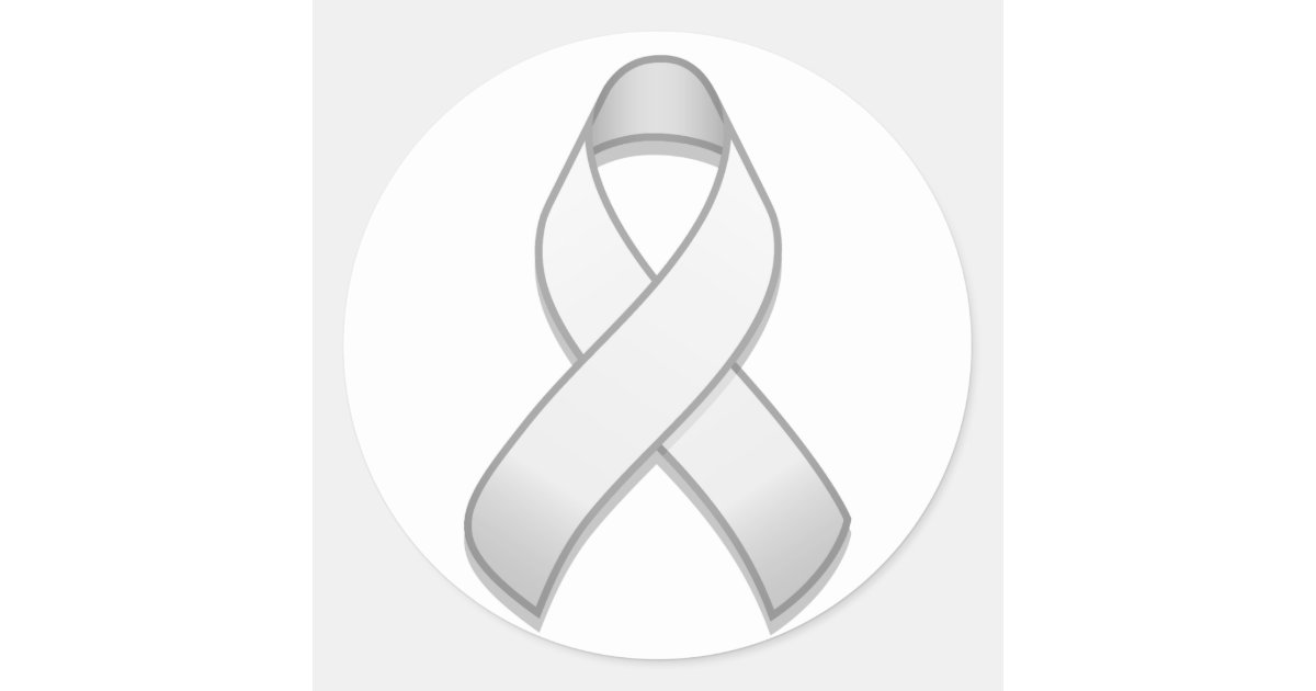 White Awareness Ribbon Round Sticker | Zazzle