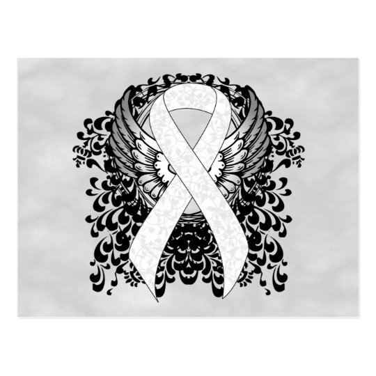 White Awareness Ribbon with Wings Postcard | Zazzle.com