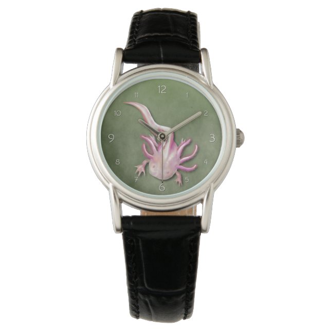 White Axolotl "Walking Fish" Art Watch (Front)