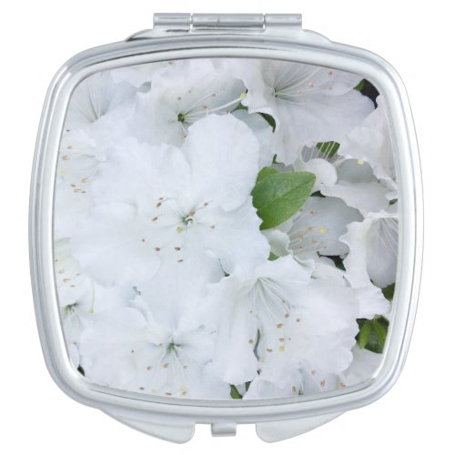 White Azalea Blossom Flower Photo Compact Mirror