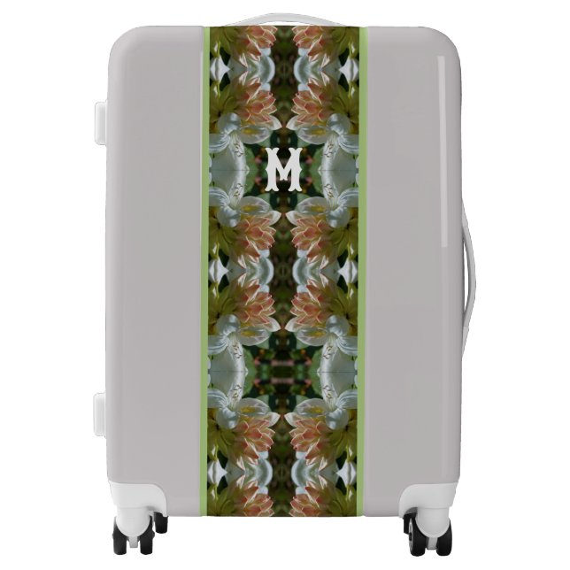 White Azalea Flower Blossom Abstract Monogram  Luggage (Front)