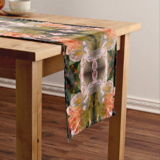 White Azalea Flower Blossom And Bud Abstract Short Table Runner
