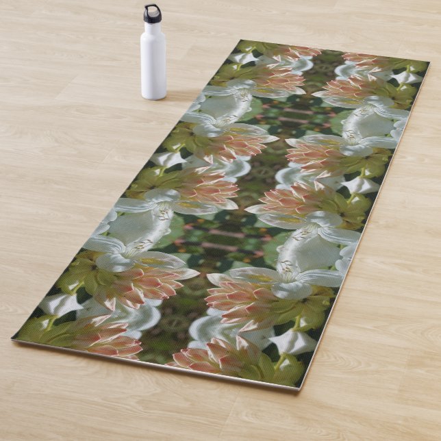 White Azalea Flower Blossom And Bud Abstract  Yoga Mat (In Situ)