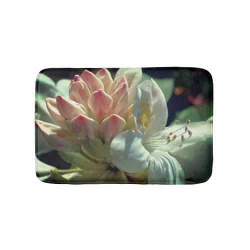 White Azalea Flower Blossom And Bud Bath Mat