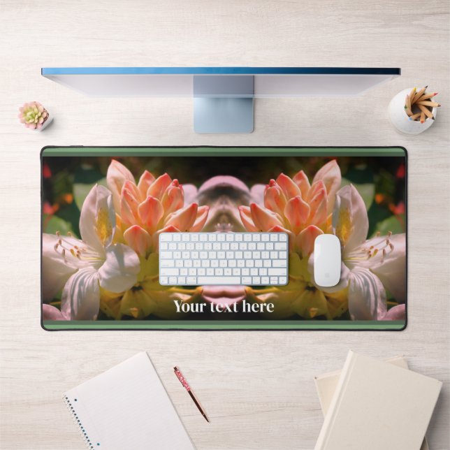 White Azalea Flower Blossom Bud Personalized Desk Mat (Office 1)